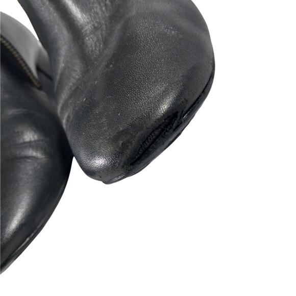 COLE HAAN! BLACK GENUINE LEATHER CHUNKY HEEL, DOUBLE ZIPPER ANKLE BOOTS! SZ 6.5B - Picture 6 of 11